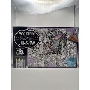 Kaleidoscope Coloring‎ Puzzle Horse Equestrian 500 Piece Colored Pencils New